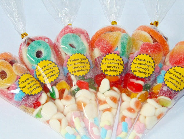 Personalised Yellow Halal Sweet Cones