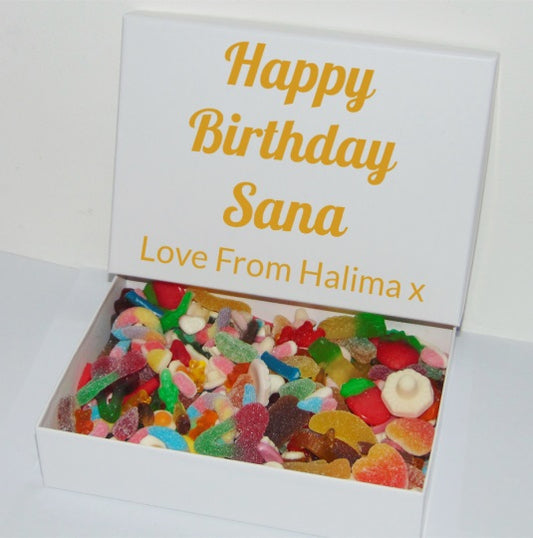 1kg Large Personalised Gold Luxury Halal Sweet Gift Box