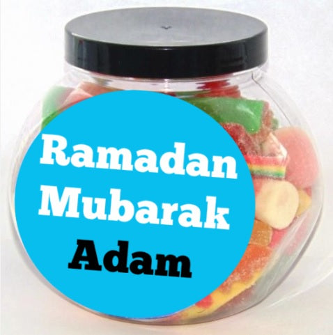 Personalised Blue Halal Pick N Mix Sweet Jar