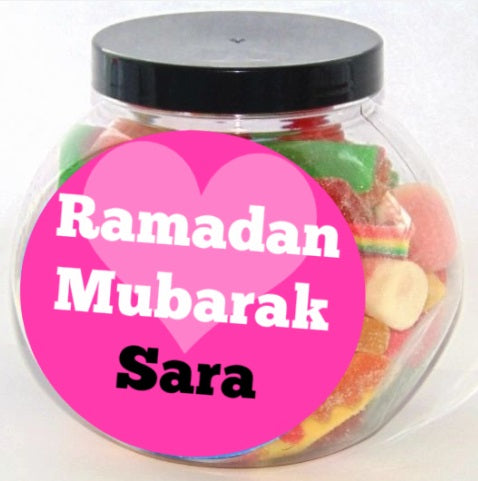 Personalised Pink Halal Pick N Mix Sweet Jar