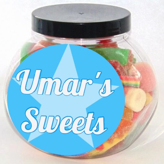 Personalised Boys Blue Personalised Halal Pick N Mix Sweet Jar