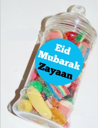 Personalised Halal Pick 'n' Mix Sweet Jar Blue