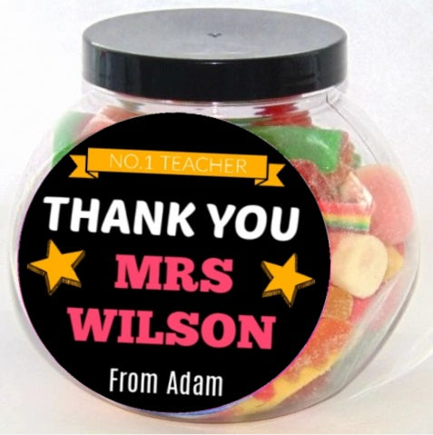 Personalised Thank You Teacher Halal Pick N Mix Sweet Jar