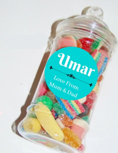 Personalised Name Halal Pick & Mix Sweet Jar Gift