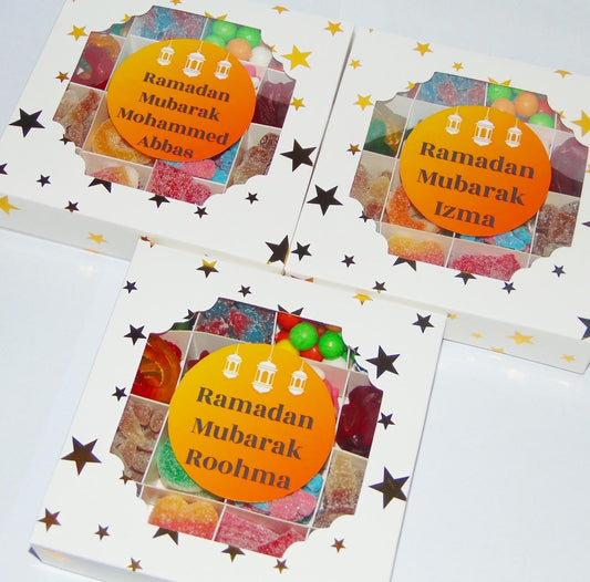 Personalised Eid Ramadan Mubarak Halal Sweet Gift Box Orange