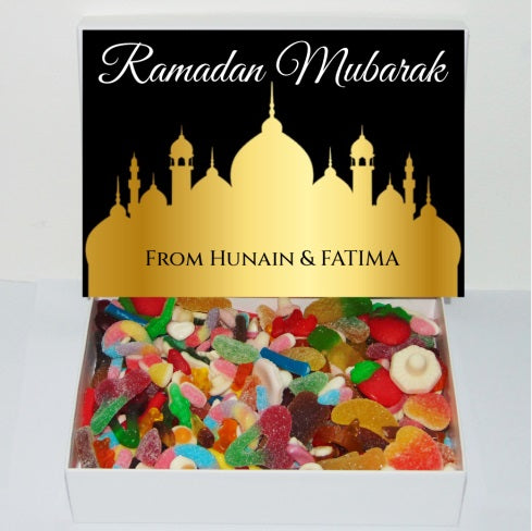 Personalised Ramadan Eid Mubarak Luxury Halal Sweet Gift Box 1kg