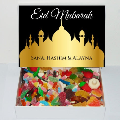 Personalised Ramadan Eid Mubarak Luxury Halal Sweet Gift Box 1kg