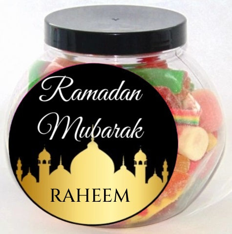 Black/Gold Personalised Eid/ Ramadan Halal Sweet Jar