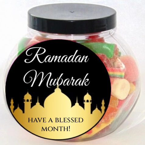 Black/Gold Personalised Eid/ Ramadan Halal Sweet Jar