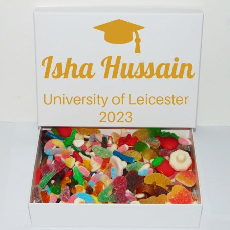 1kg Large Personalised Graduation Gold Luxury Halal Sweet Gift Box