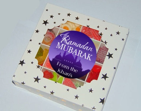 Purple Eid/Ramadan Mubarak Personalised Halal Sweet Gift Box