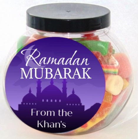 Purple Personalised Eid/ Ramadan Halal Sweet Jar