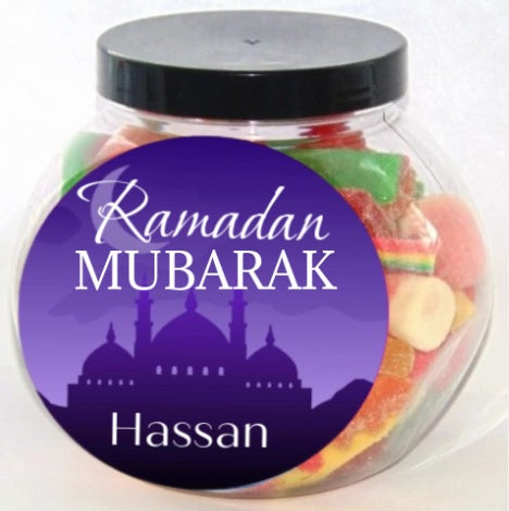 Purple Personalised Eid/ Ramadan Halal Sweet Jar