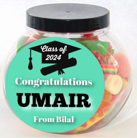 Personalised Graduation Halal Pick N Mix Sweet Jar