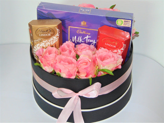 Hat Box Gift with Flowers & Chocolates