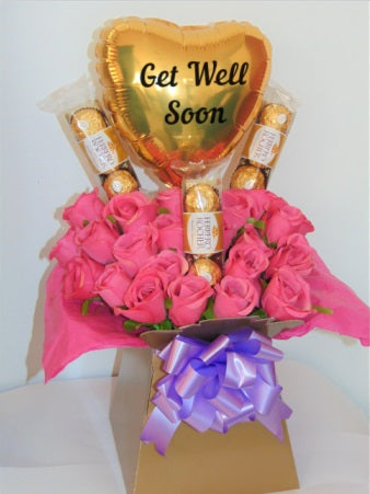 Flower & Chocolate Gift Bouquet With Balloon Get Well Soon Gift Hamper