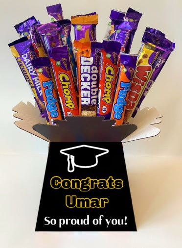 Personalised Cadburys Chocolate Bouquet Gift Hamper Halal Graduation