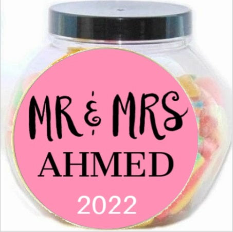 Personalised Couples Sweet Jar Wedding Gift Halal Sweets