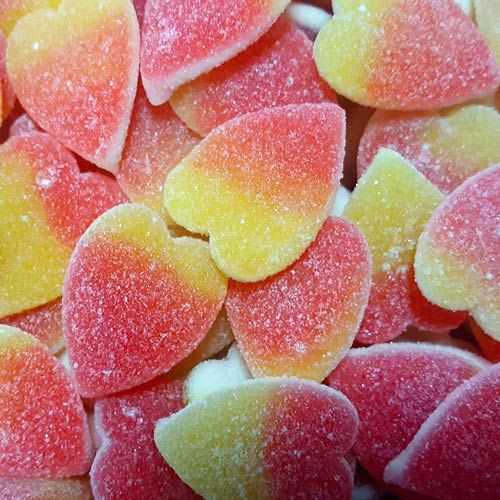 Fizzy Peach Hearts Halal Sweets